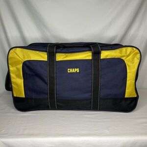New Chaps Duffle Bag Navy Blue / Yellow/ Black 21”x11”x10” Adjustable Strap